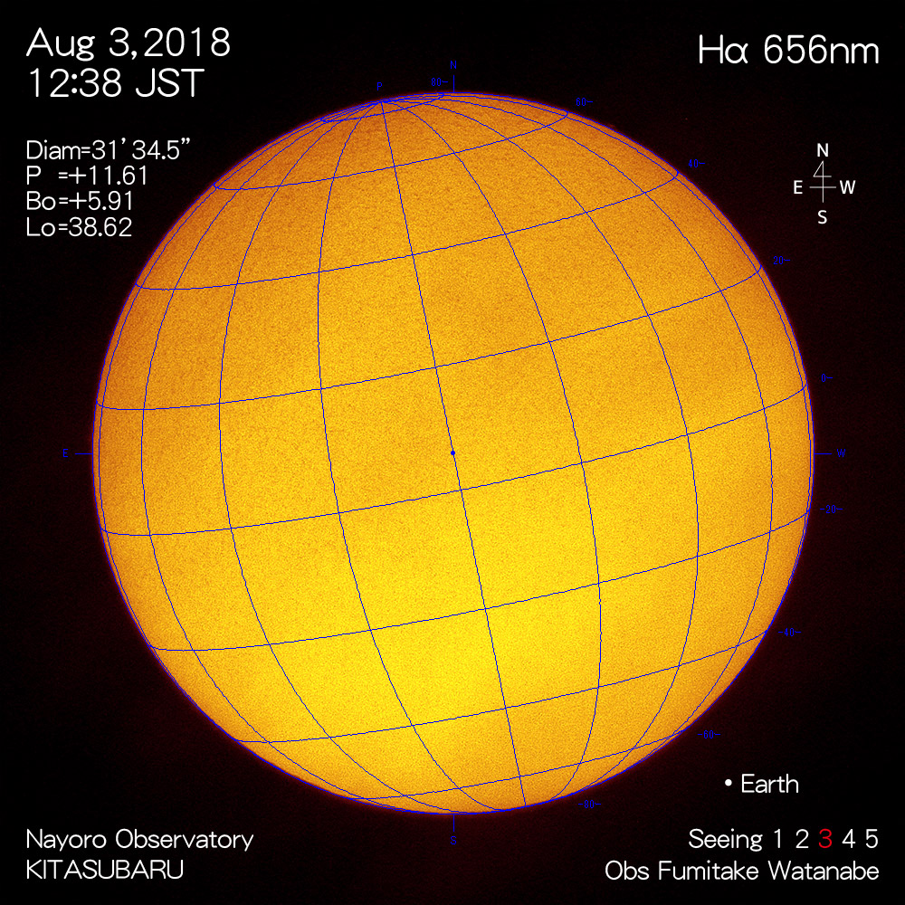 2018年8月3日Hα波長の太陽