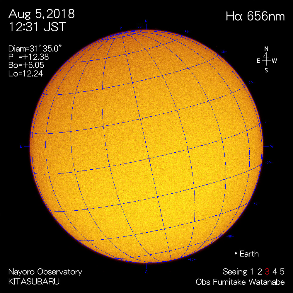 2018年8月5日Hα波長の太陽