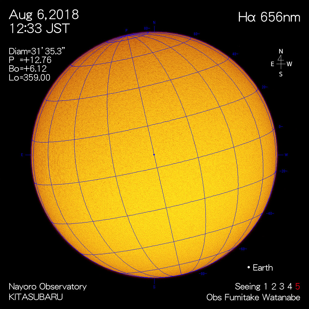 2018年8月6日Hα波長の太陽