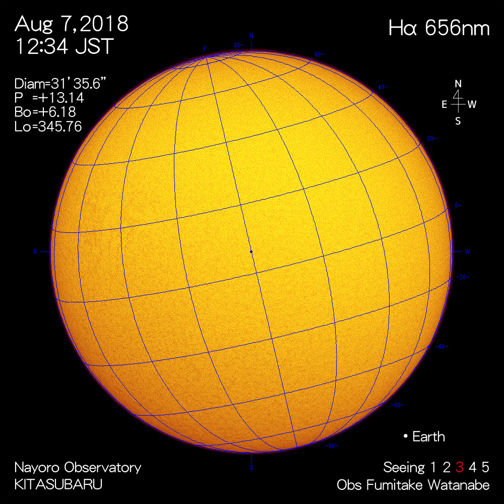 2018年8月7日Hα波長の太陽