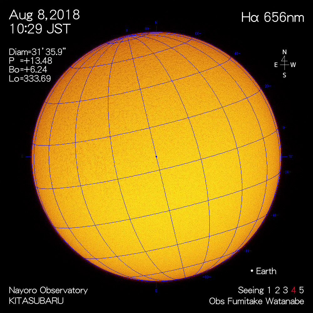 2018年8月8日Hα波長の太陽