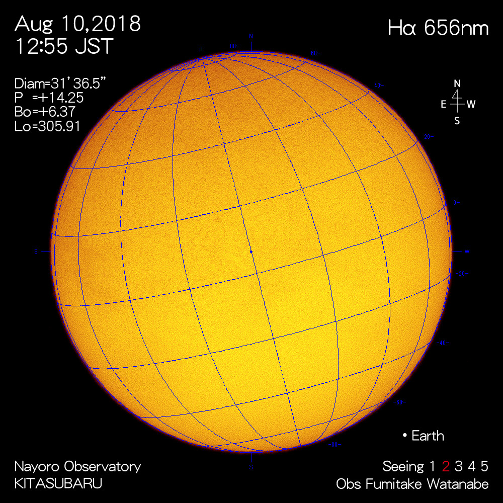 2018年8月10日Hα波長の太陽