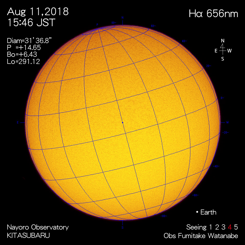 2018年8月11日Hα波長の太陽