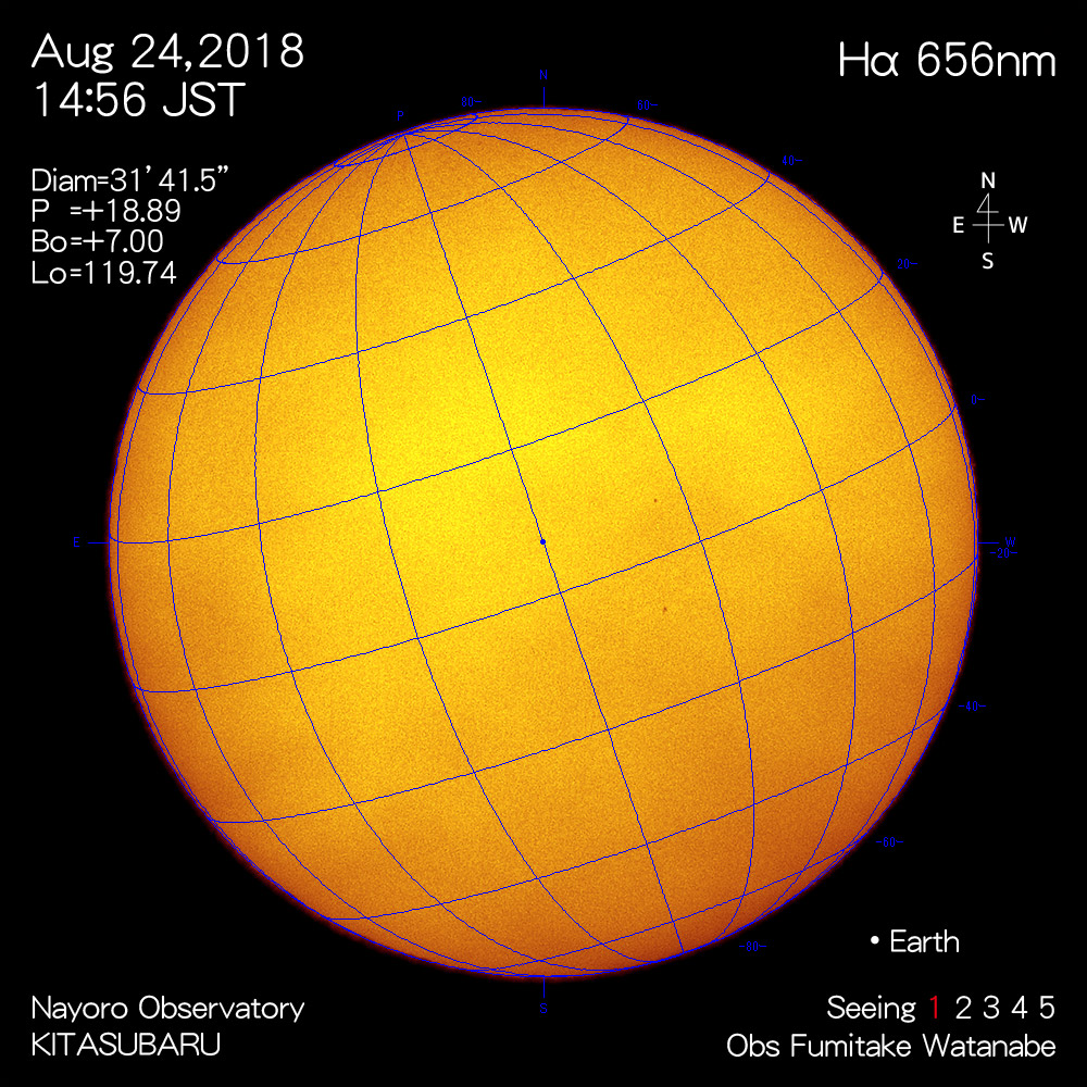 2018年8月24日Hα波長の太陽