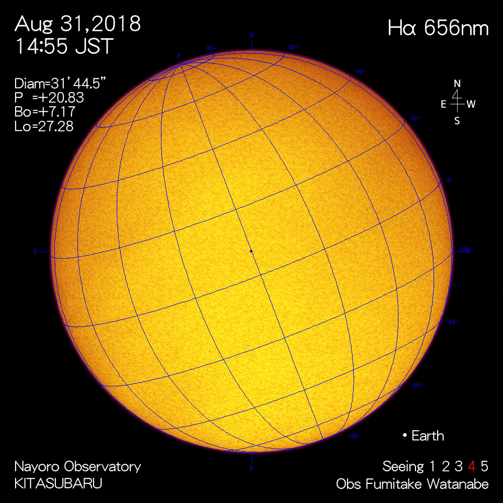2018年8月31日Hα波長の太陽