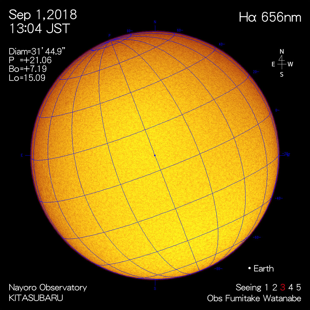 2018年9月1日Hα波長の太陽
