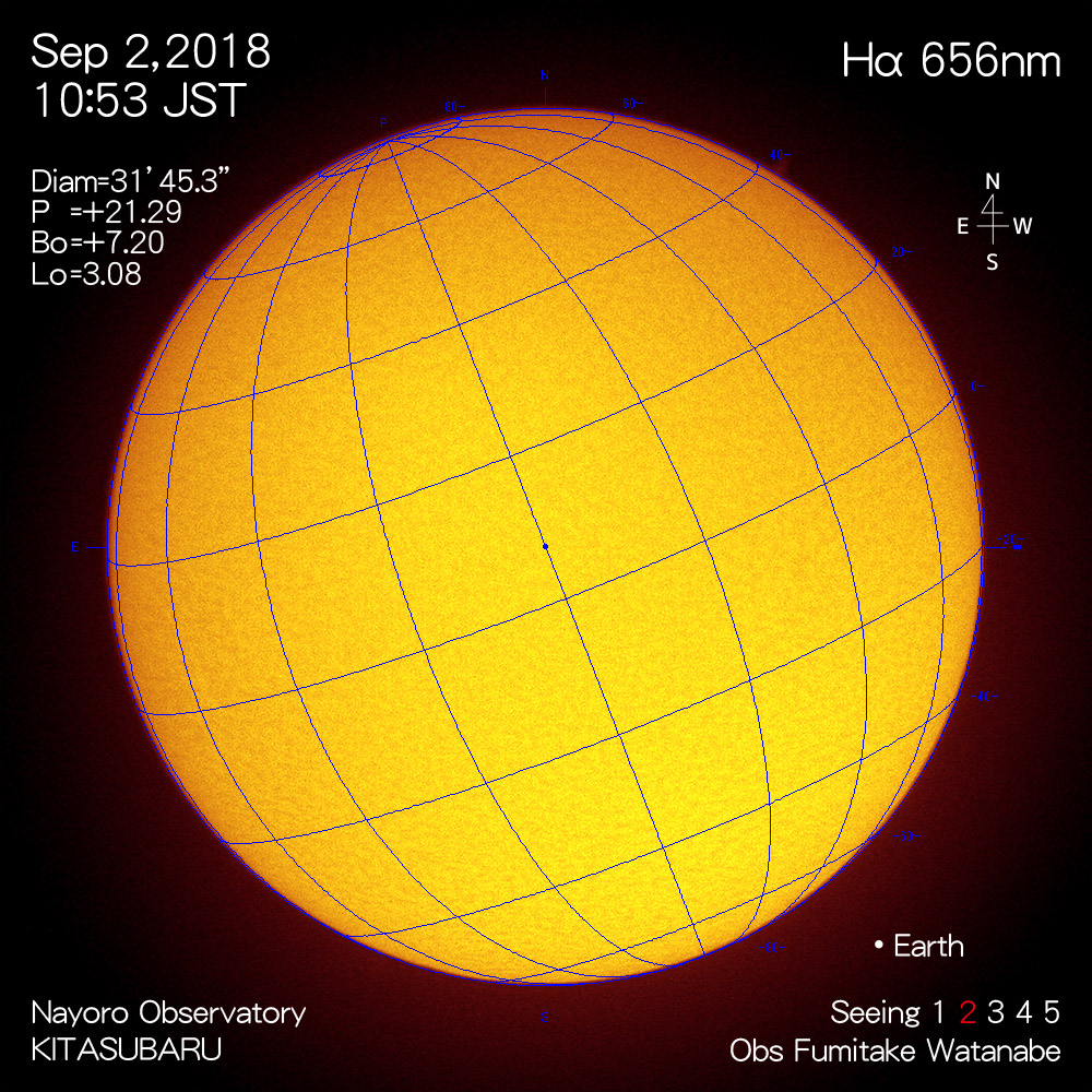 2018年9月2日Hα波長の太陽