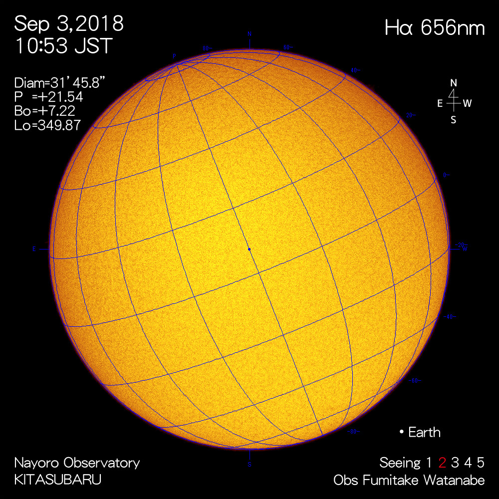 2018年9月3日Hα波長の太陽