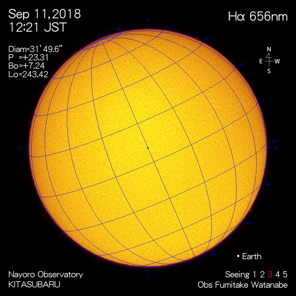 2018年9月11日Hα波長の太陽