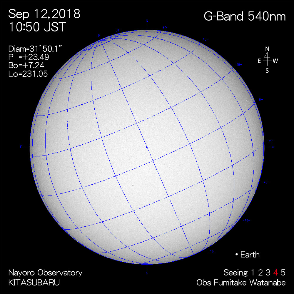2018年9月12日540nm波長の太陽