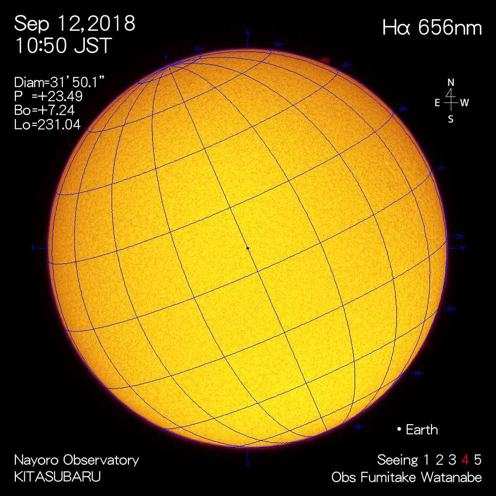 2018年9月12日Hα波長の太陽