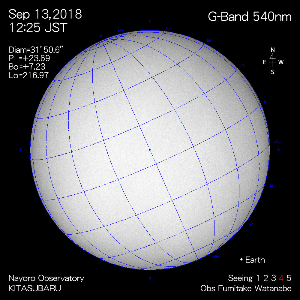 2018年9月13日540nm波長の太陽