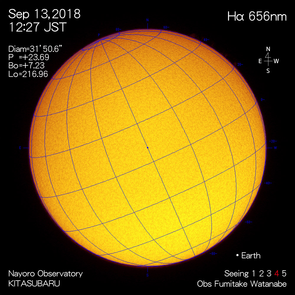 2018年9月13日Hα波長の太陽