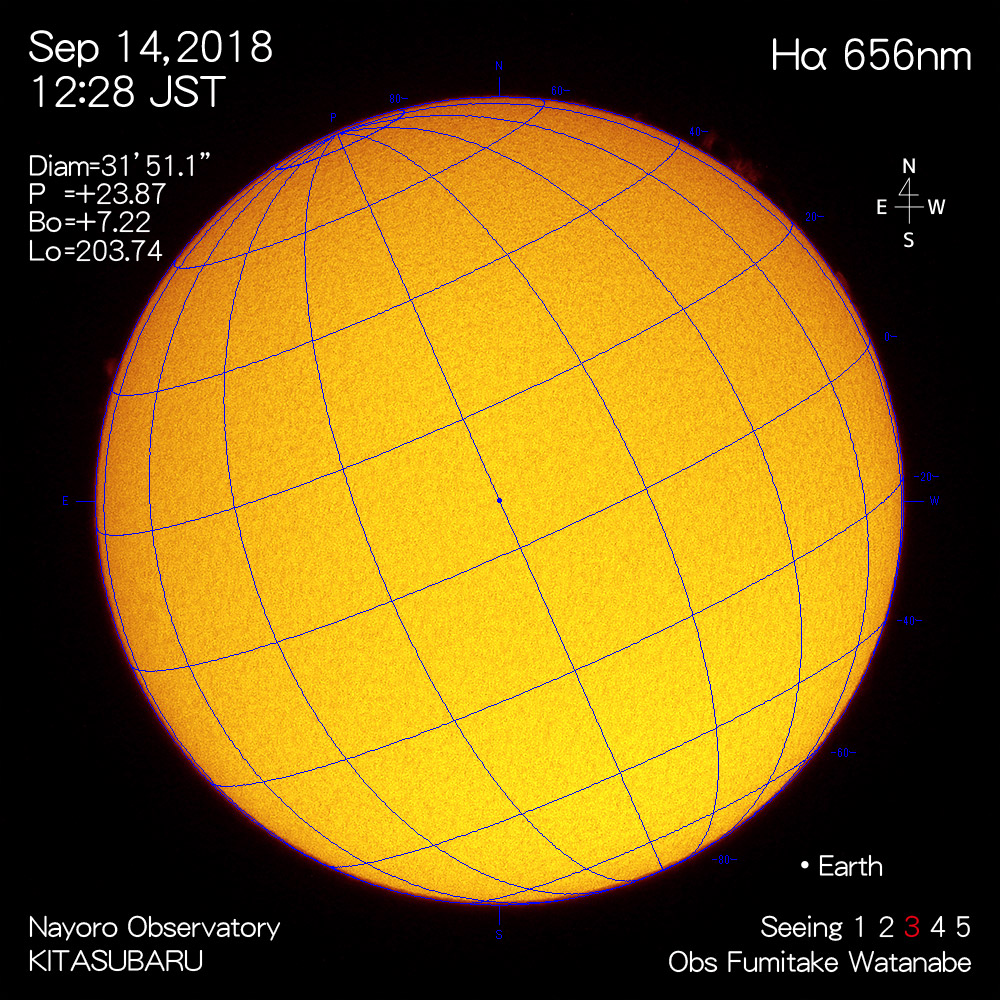 2018年9月14日Hα波長の太陽
