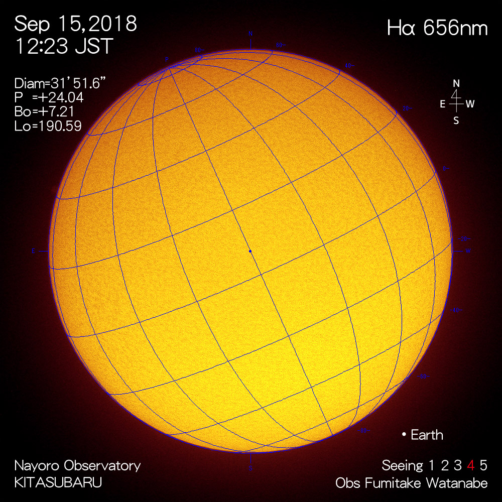 2018年9月15日Hα波長の太陽