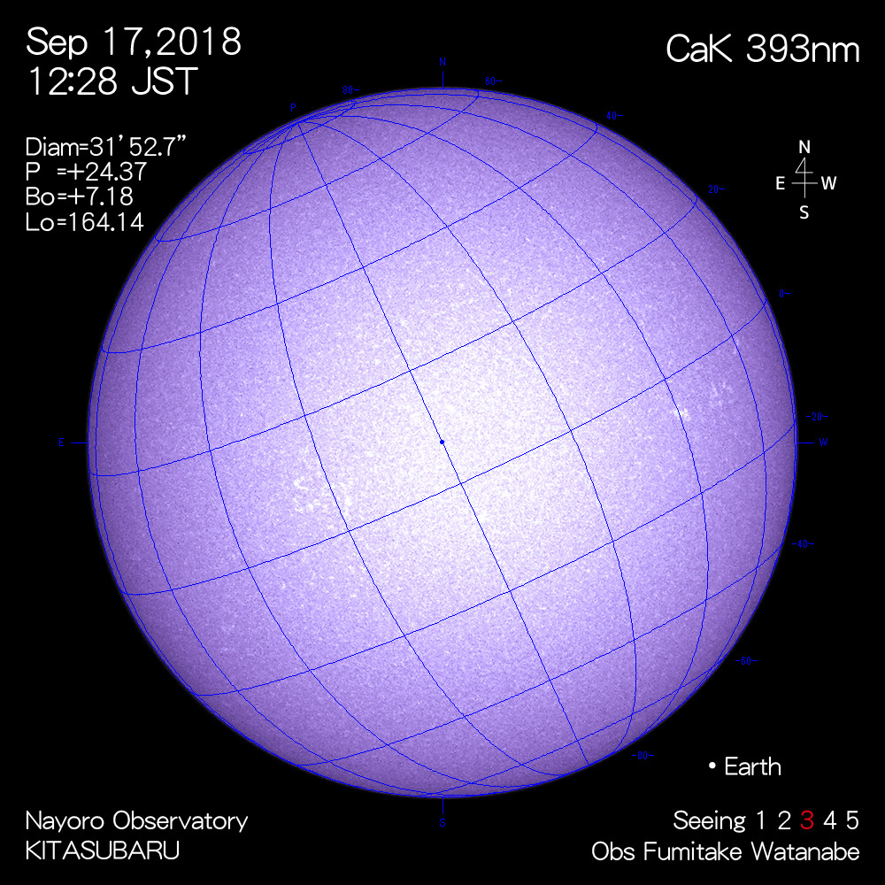 2018年9月17日CaK波長の太陽