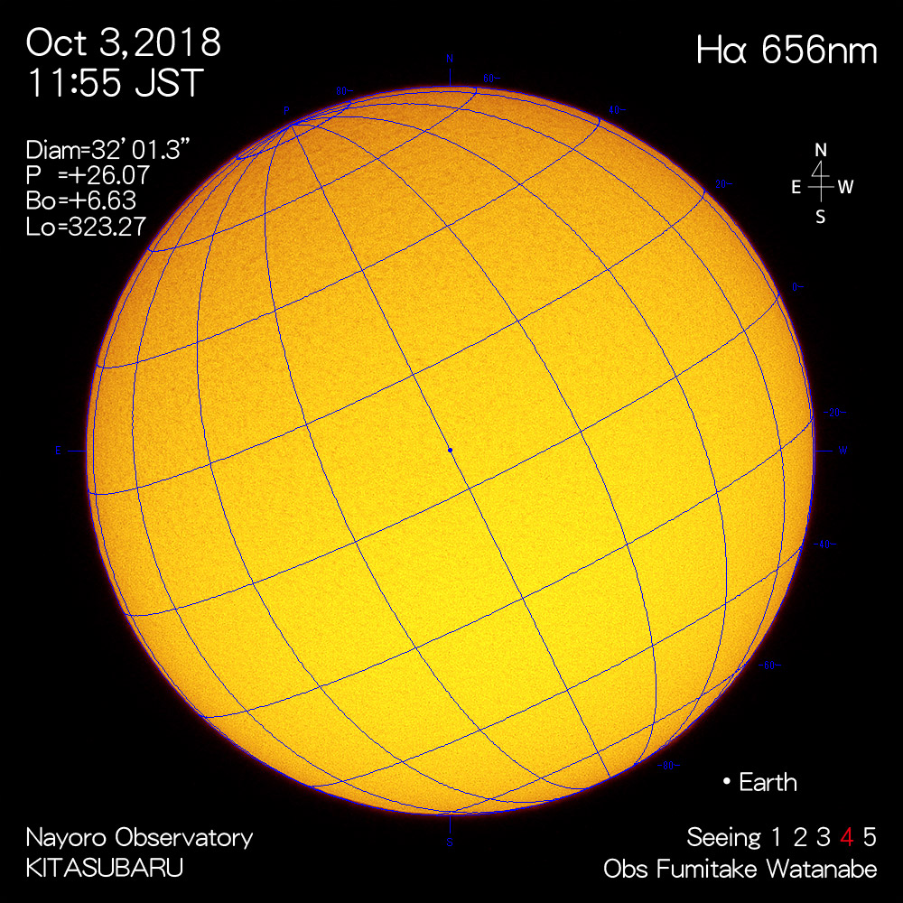2018年10月3日Hα波長の太陽