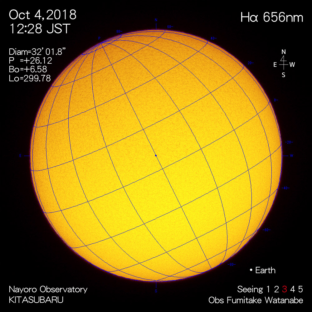 2018年10月4日Hα波長の太陽