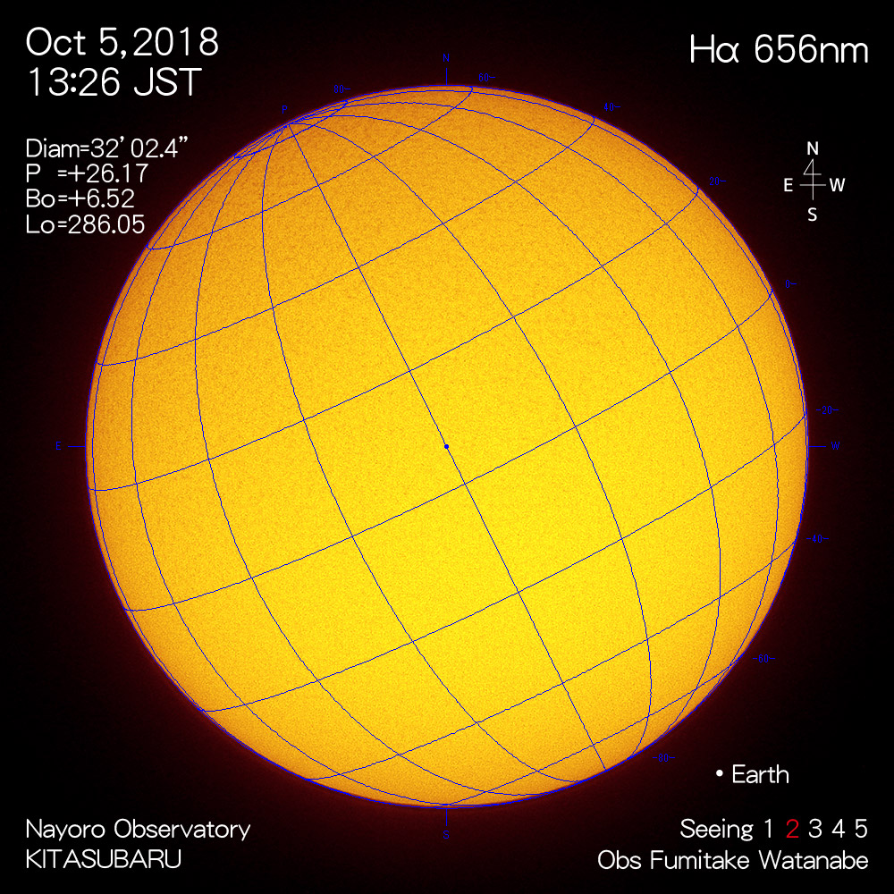 2018年10月5日Hα波長の太陽