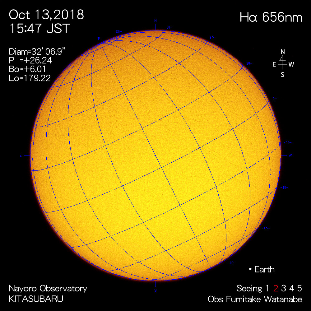 2018年10月13日Hα波長の太陽