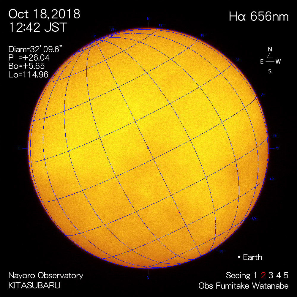 2018年10月18日Hα波長の太陽