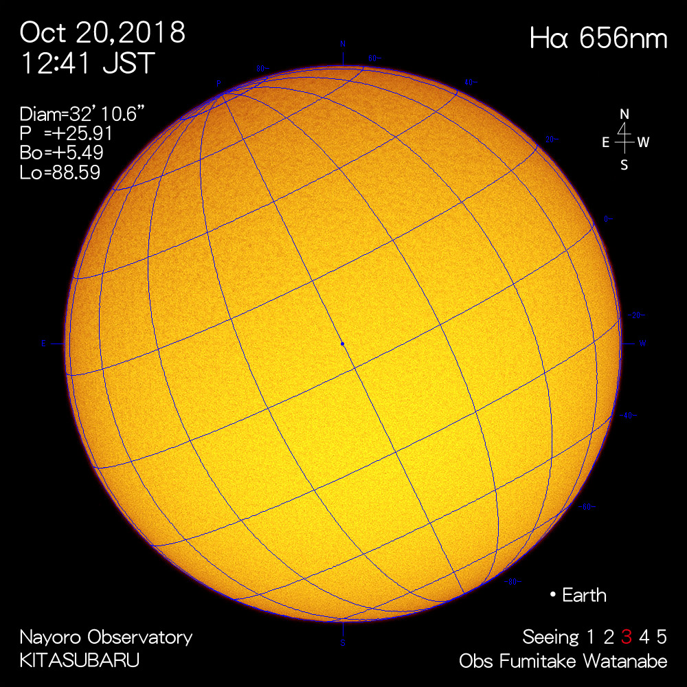 2018年10月20日Hα波長の太陽
