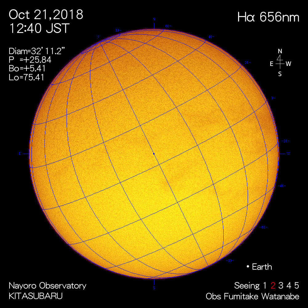 2018年10月21日Hα波長の太陽
