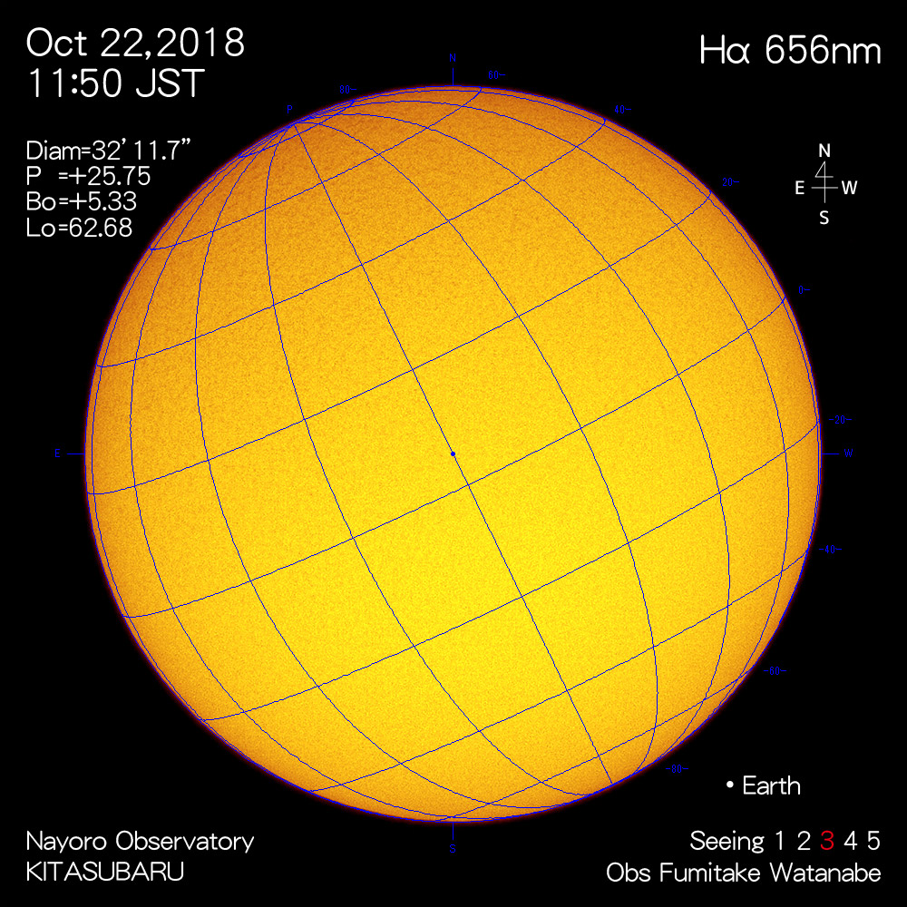 2018年10月22日Hα波長の太陽
