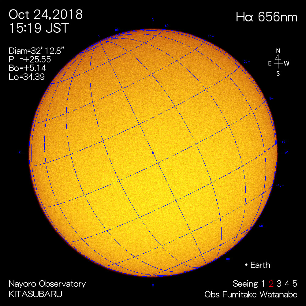 2018年10月24日Hα波長の太陽