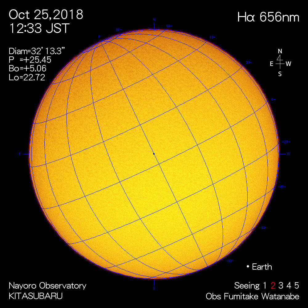 2018年10月25日Hα波長の太陽