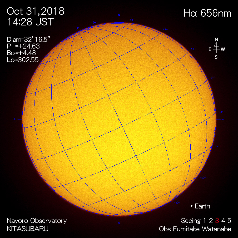 2018年10月31日Hα波長の太陽