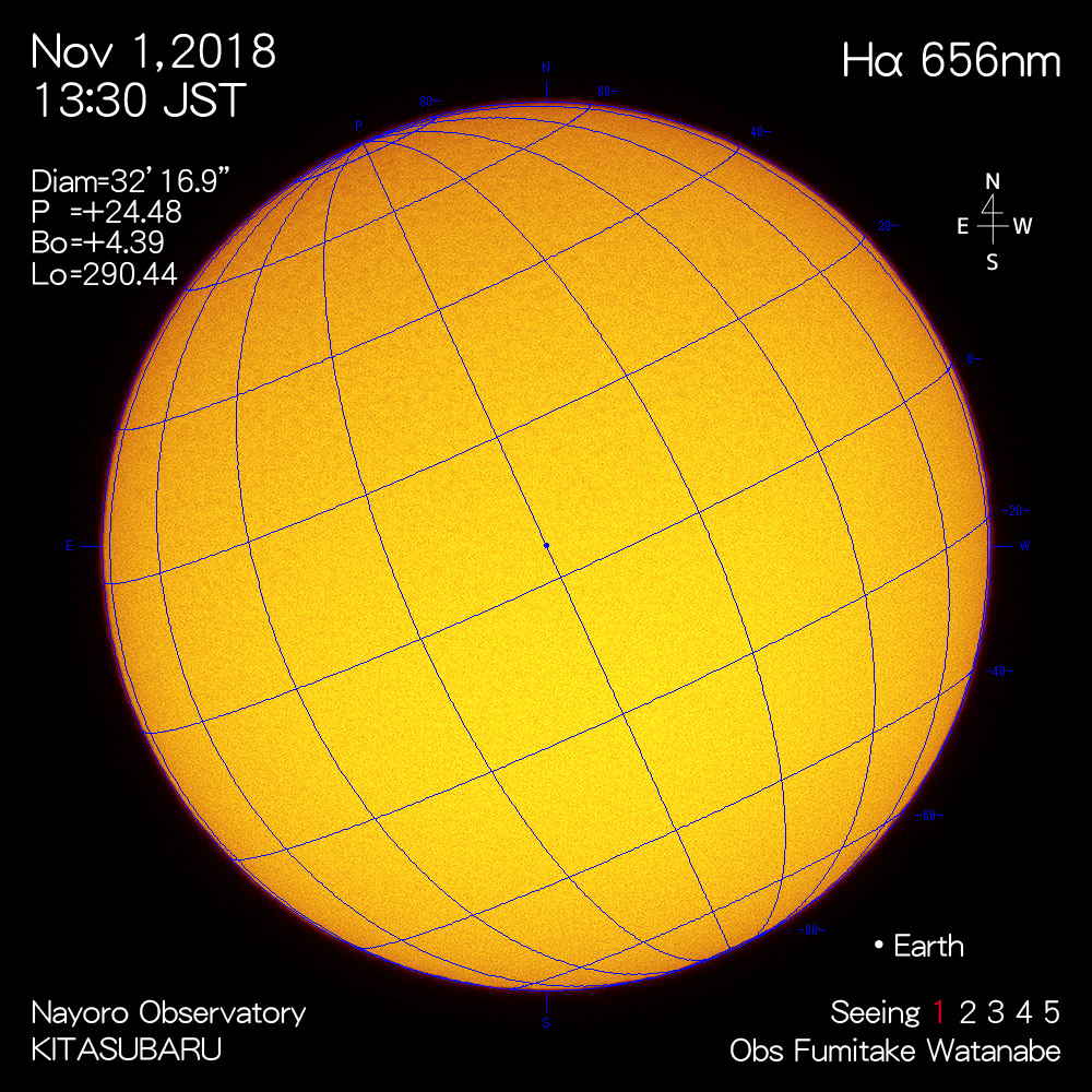 2018年11月1日Hα波長の太陽