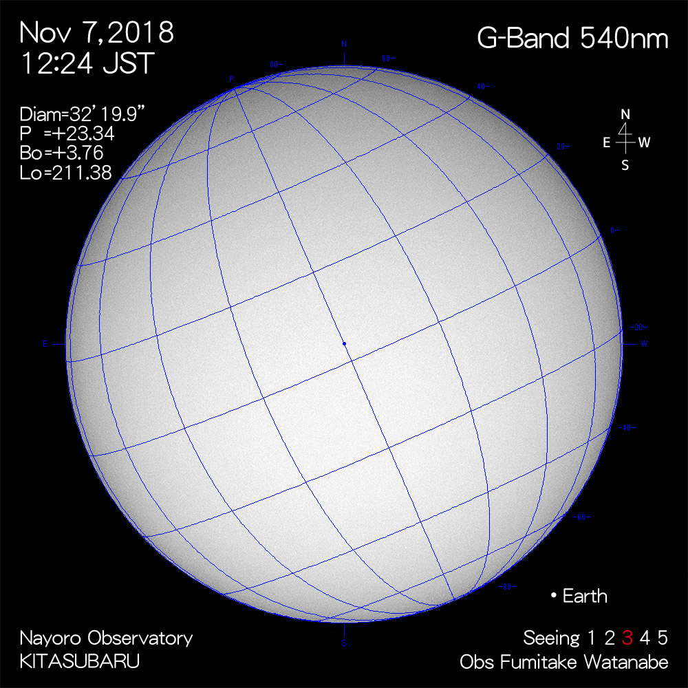 2018年11月7日540nm波長の太陽