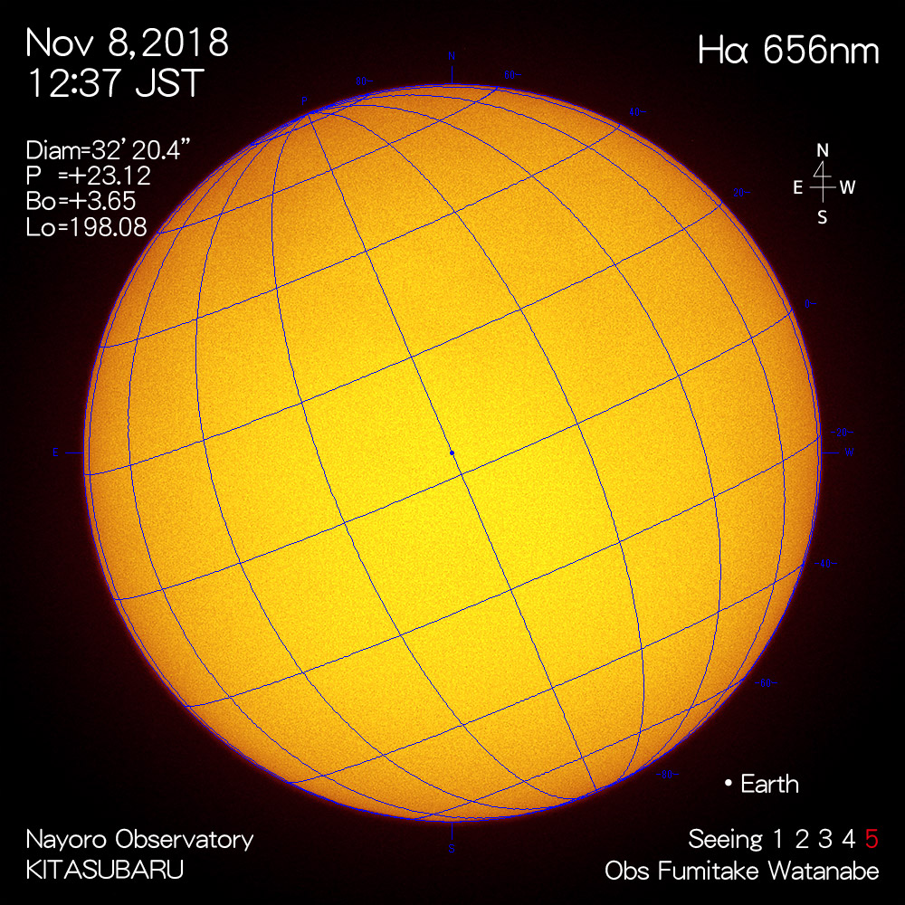 2018年11月8日Hα波長の太陽