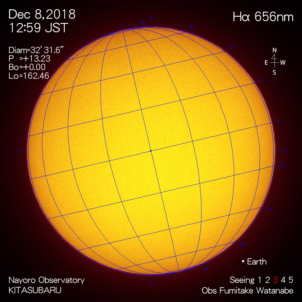 2018年12月8日Hα波長の太陽