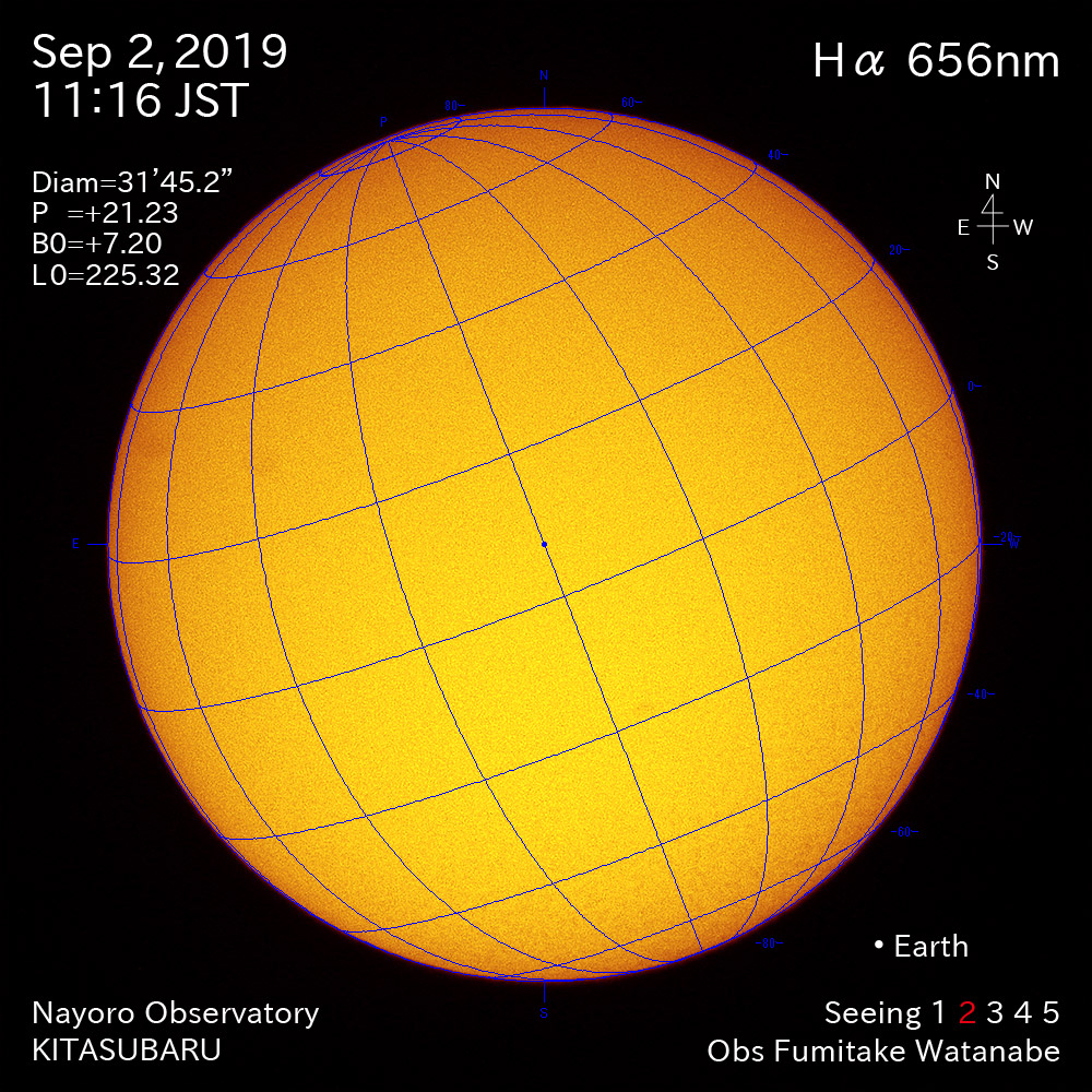 2019年9月2日Hα波長の太陽