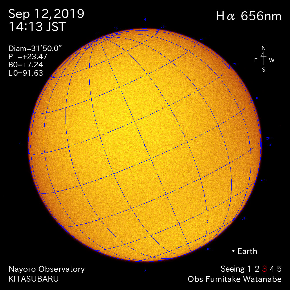 2019年9月12日Hα波長の太陽