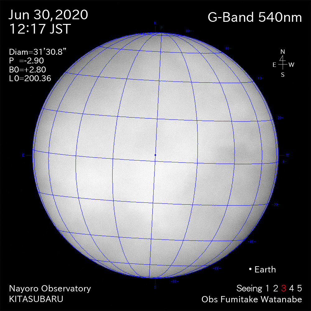 2020年6月30日540nm波長の太陽