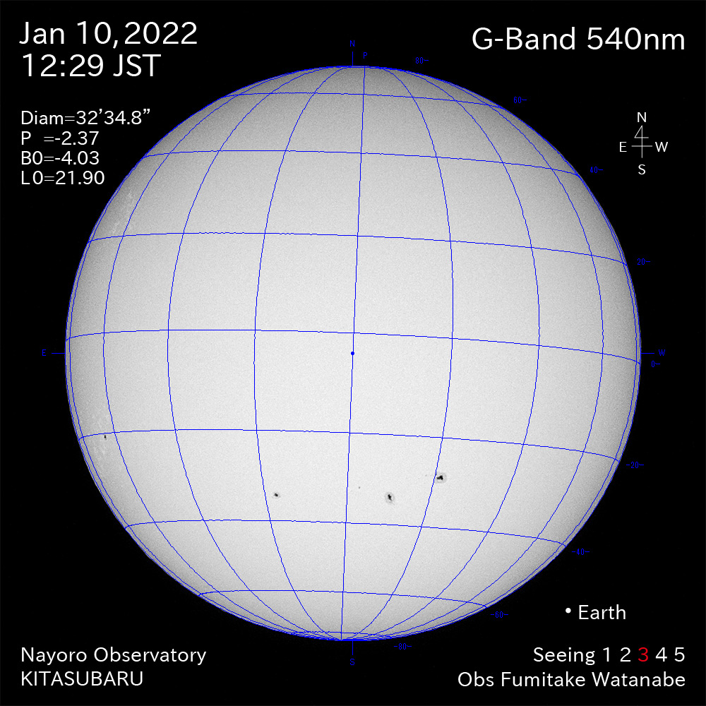 2022年1月10日540nm波長の太陽