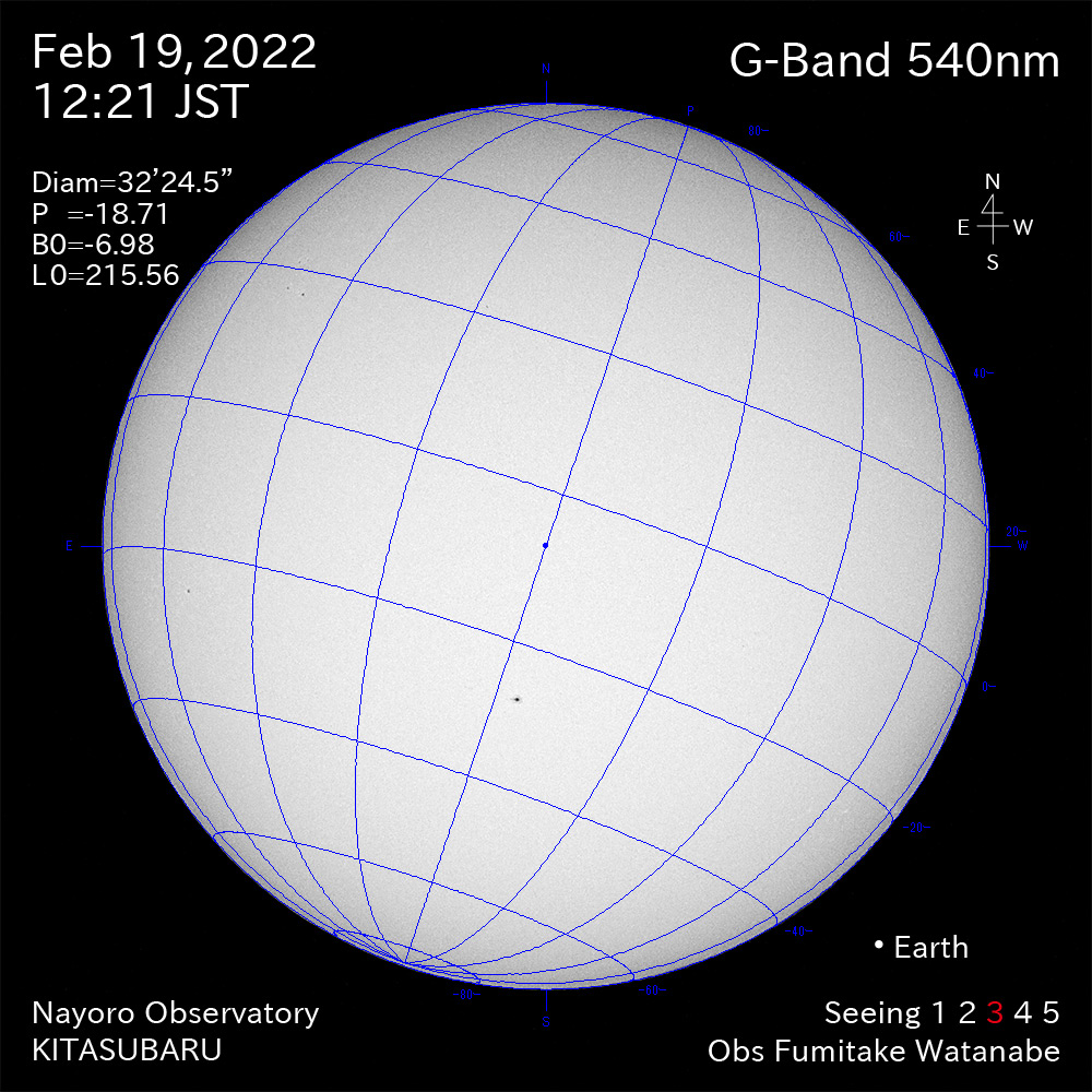 2022年2月19日540nm波長の太陽