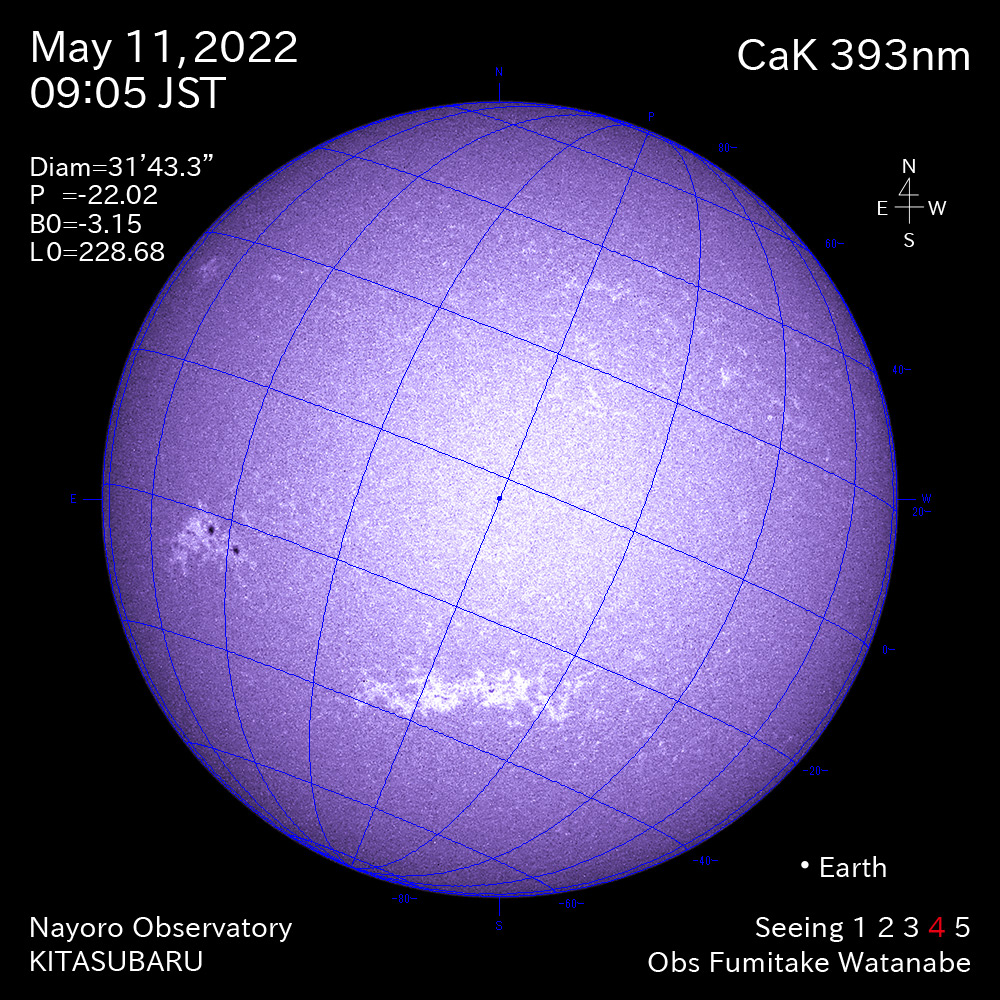 2022年5月11日CaK波長の太陽