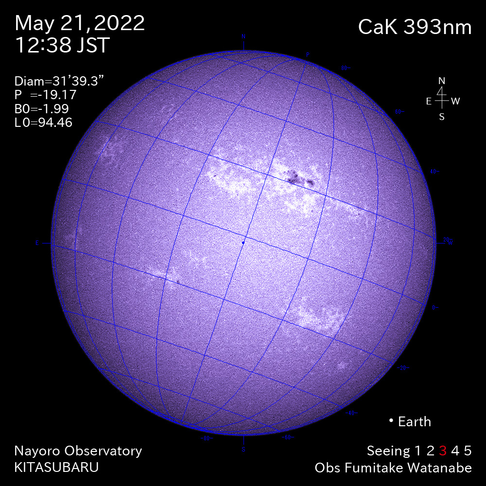 2022年5月21日CaK波長の太陽