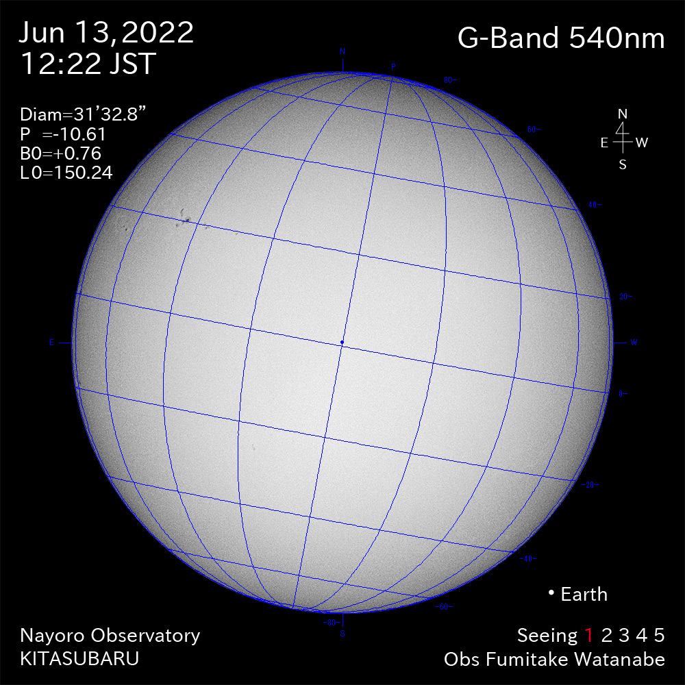 2022年6月13日540nm波長の太陽