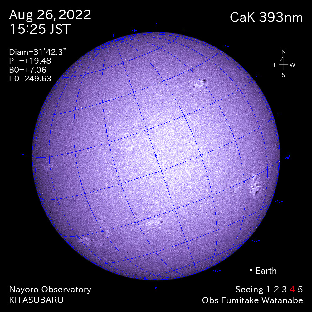 2022年8月26日CaK波長の太陽