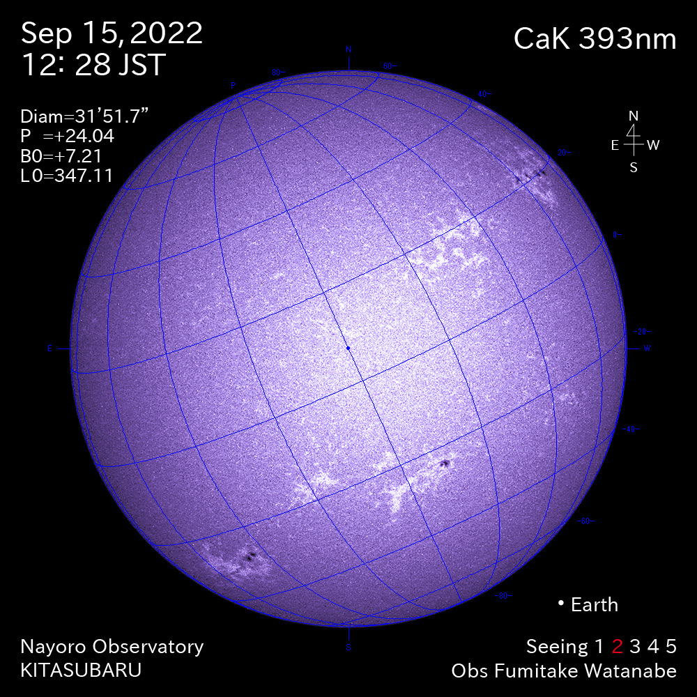 2022年9月15日CaK波長の太陽
