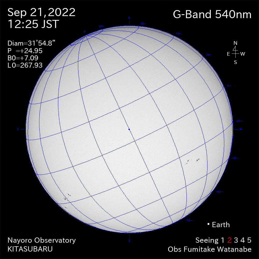 2022年9月21日540nm波長の太陽