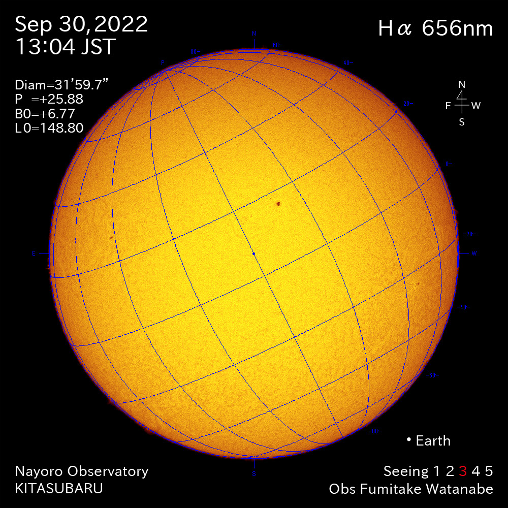 2022年9月30日Ha波長の太陽