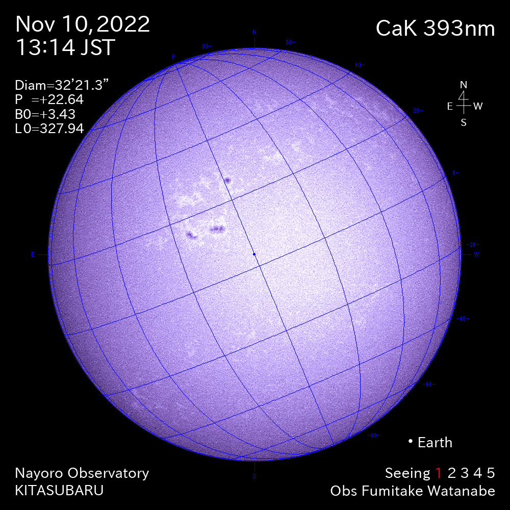 2022年11月10日CaK波長の太陽