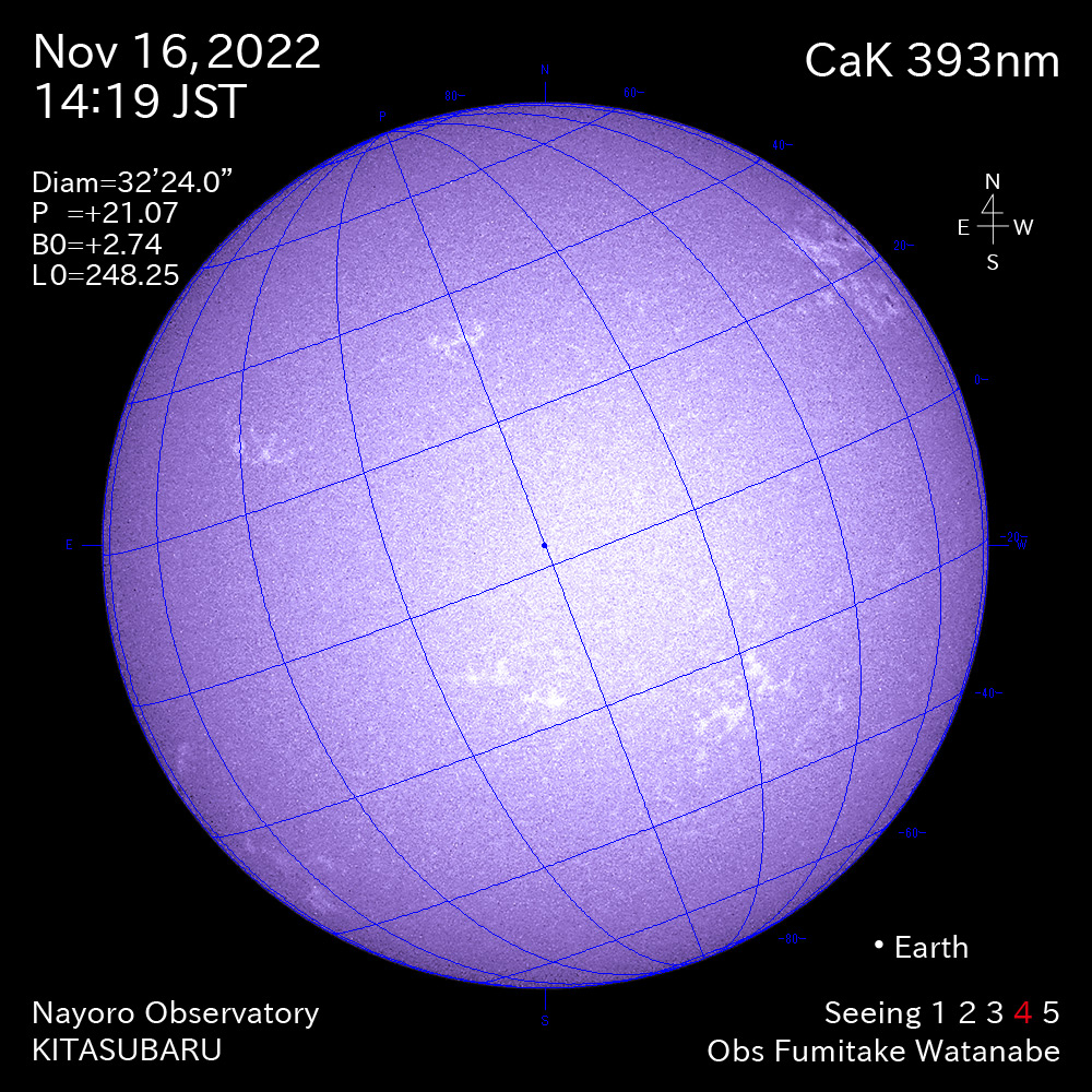 2022年11月16日CaK波長の太陽