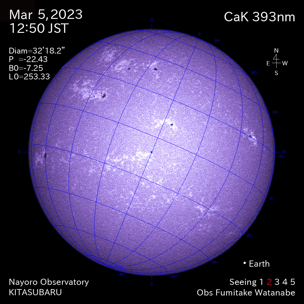 2022年3月5日CaK波長の太陽